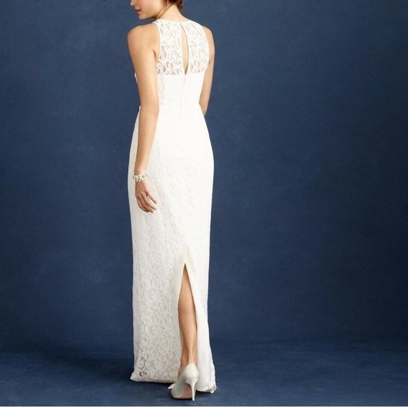 J Crew Pamela Dress in Leavers Lace Sleeveless Full Length Wedding Guest Gray 2 - Picture 15 of 15